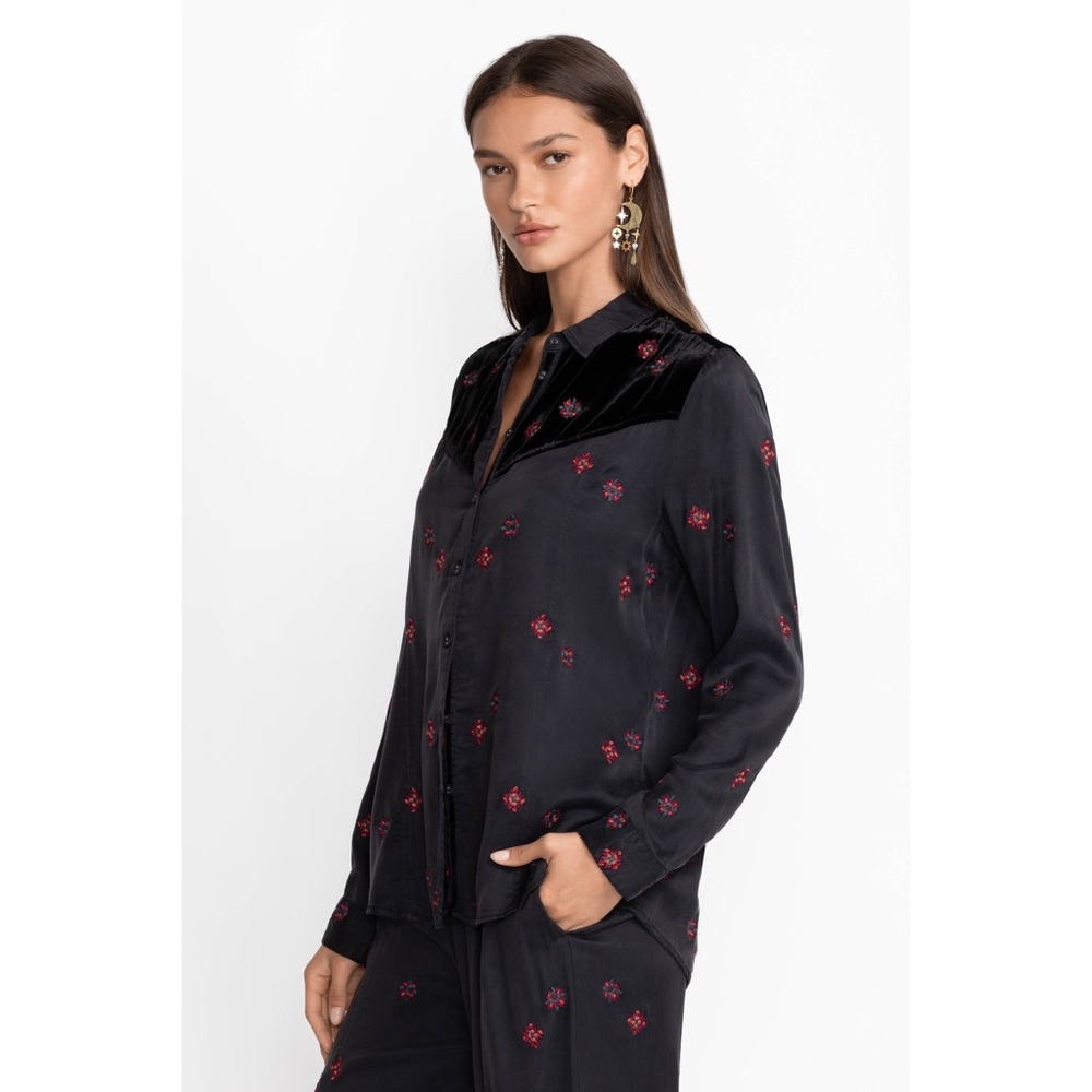Johnny Was, Workshop, Maxine Western Embroidered Seamed Long Sleeve Shirt - Picture 5 of 16